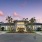 front of a white building with palm trees